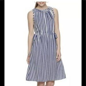 Juicy Couture Women Blue& White Stripped Sleeveless Nautical Dress Size S
